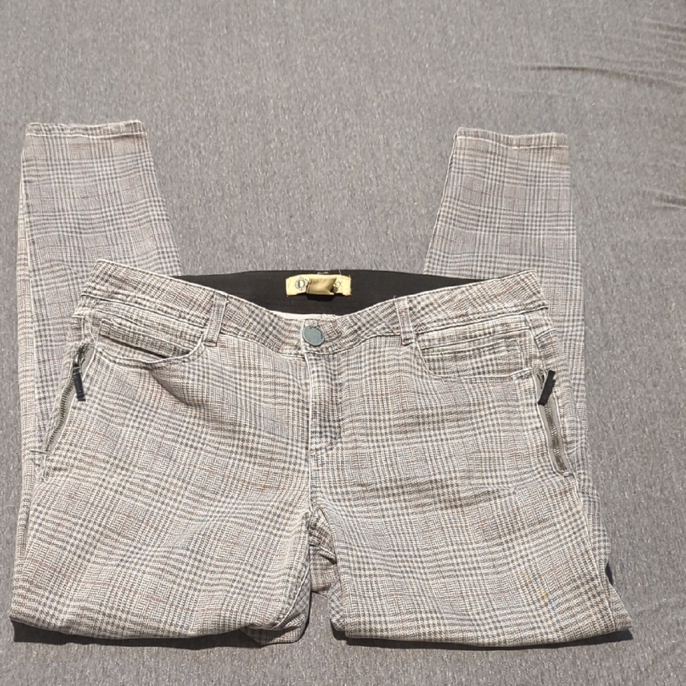 Democracy Plaid Skinny Pants - Gray and Brown